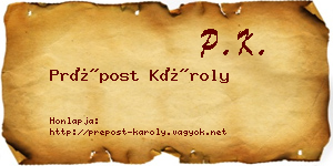 Prépost Károly névjegykártya